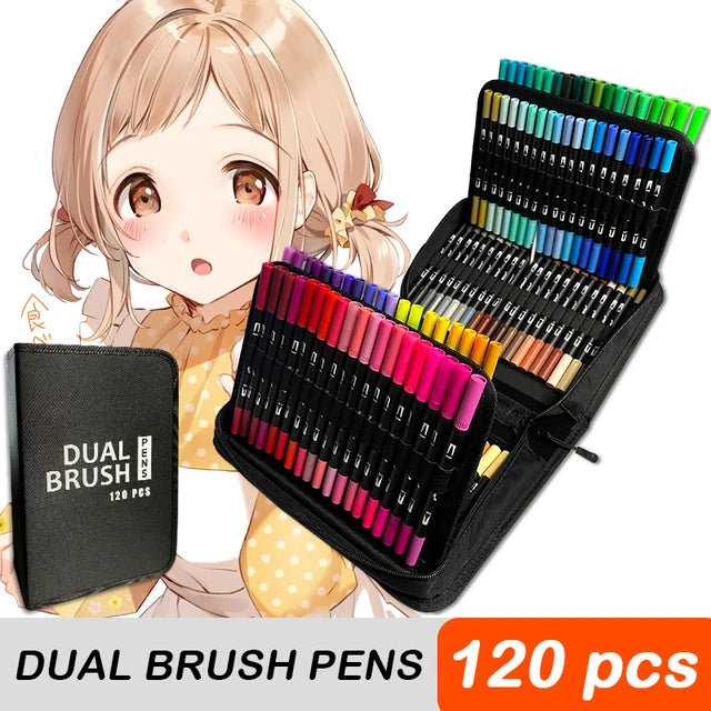 Watercolor Art Markers: 12/48/72/132 Colors Dual Tip Pens