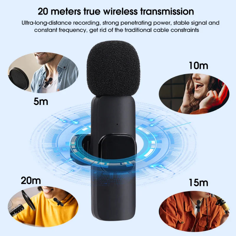 Wireless Lavalier Mic Bluetooth 5.0 for Camera & Smartphone