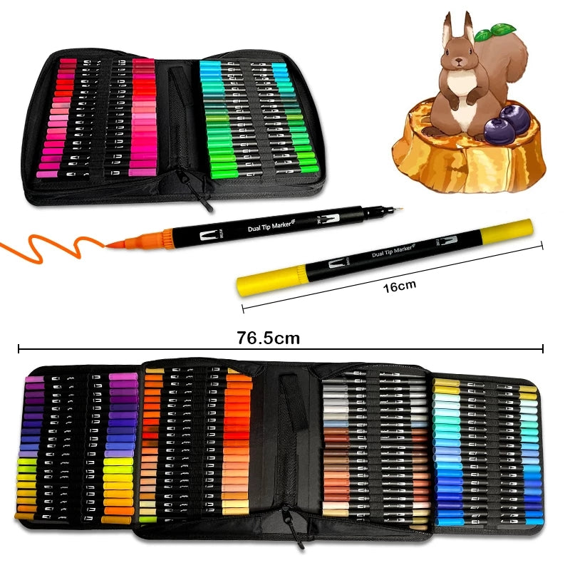 Watercolor Art Markers: 12/48/72/132 Colors Dual Tip Pens
