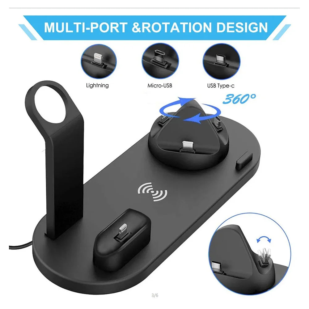 5-in-1 Wireless Charger for iPhone, Watch & AirPods Fast Dock