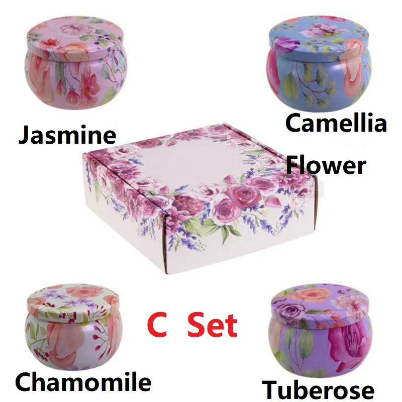 Vintage Scented Soy Candles - Floral Fragrance Gift Set
