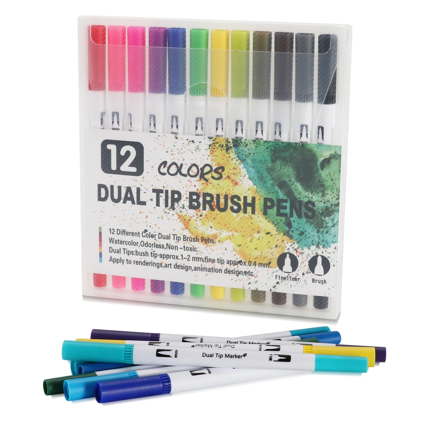 Watercolor Art Markers: 12/48/72/132 Colors Dual Tip Pens