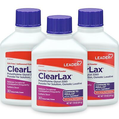 Leader ClearLax Laxative Powder 17.9 Ounce, 30 Doses (Pack of 3)