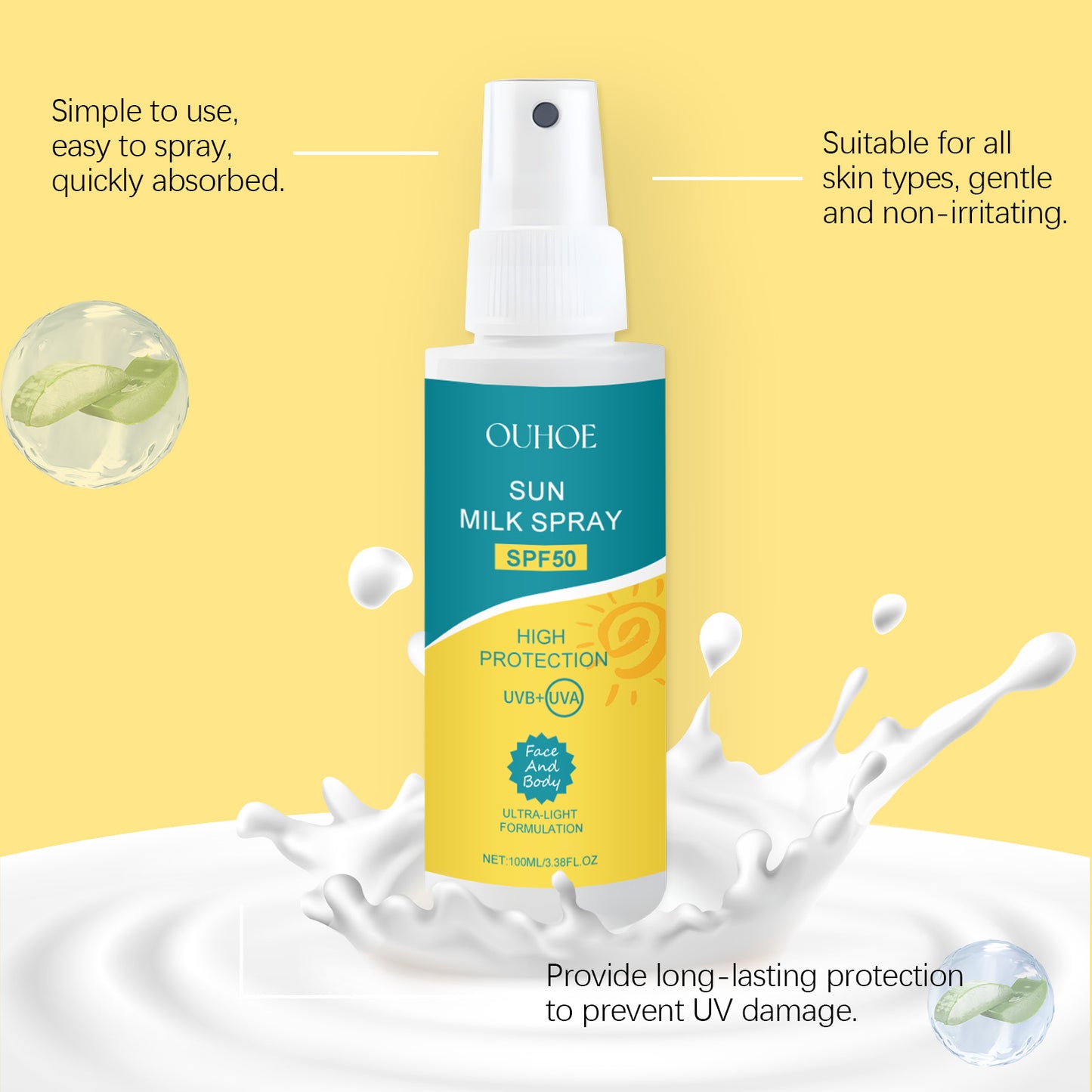 Anti UV Sunscreen Spray - Waterproof & Sweat Proof