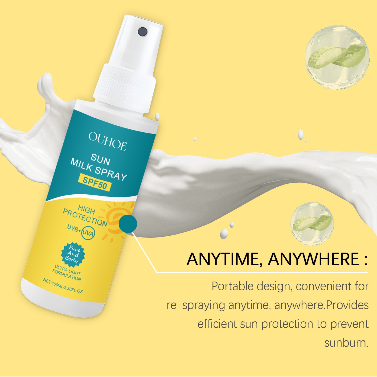 Anti UV Sunscreen Spray - Waterproof & Sweat Proof