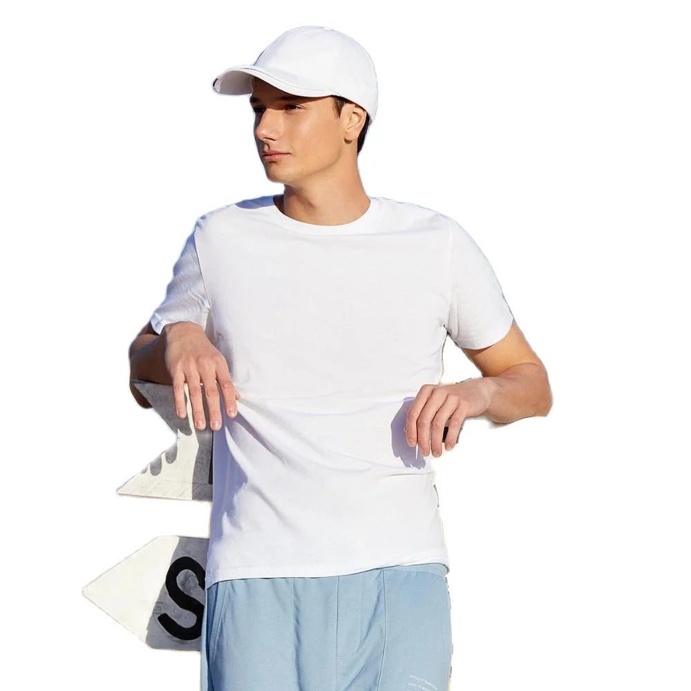 Men's Summer Cotton T-Shirts 2024 - O Neck Stretch Solid