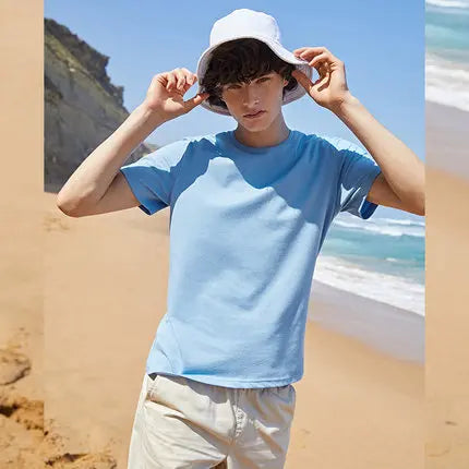Men's Summer Cotton T-Shirts 2024 - O Neck Stretch Solid