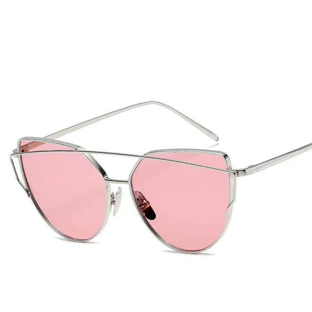 Cat Eye Rose Gold Mirror Women's Sunglasses - Vintage Style