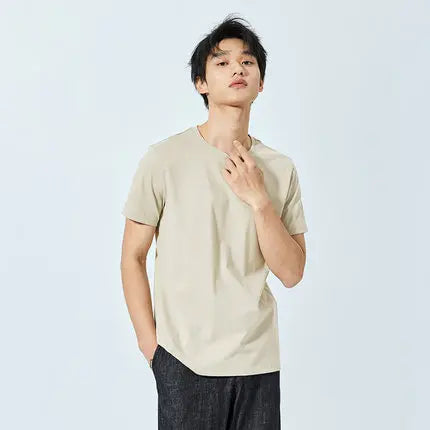 Men's Summer Cotton T-Shirts 2024 - O Neck Stretch Solid