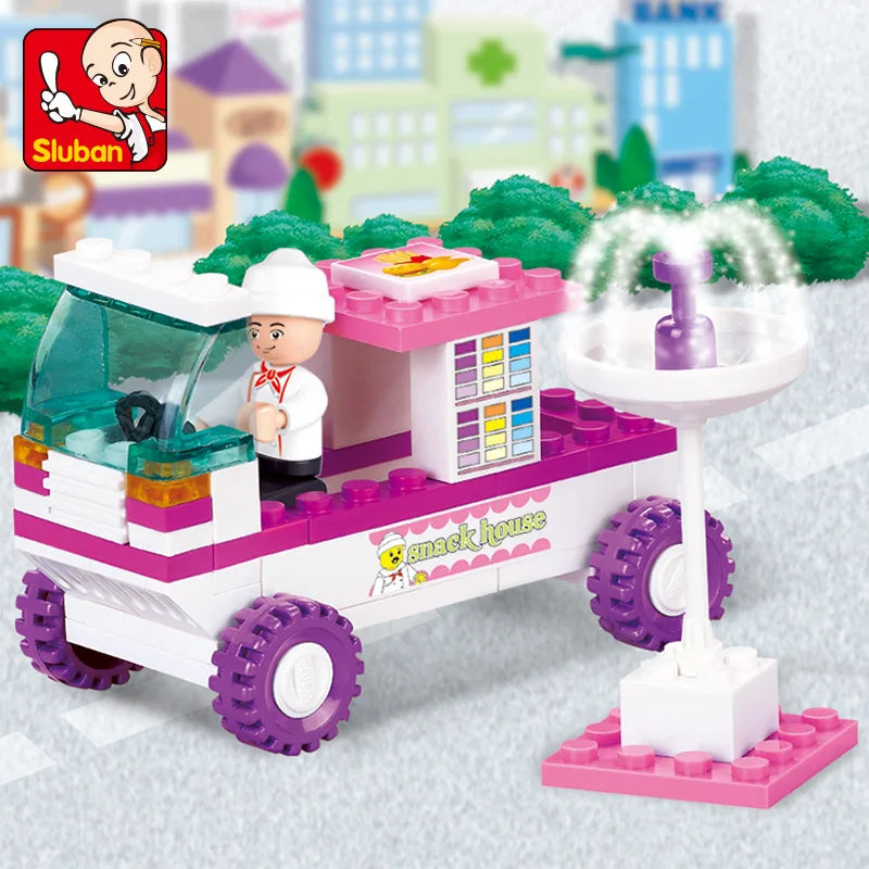 SLUBAN Girl Food Truck Building Blocks Toy Set
