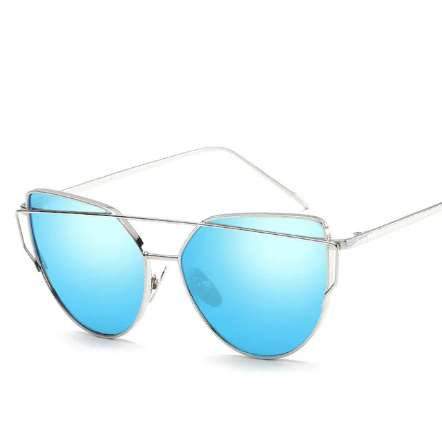 Cat Eye Rose Gold Mirror Women's Sunglasses - Vintage Style