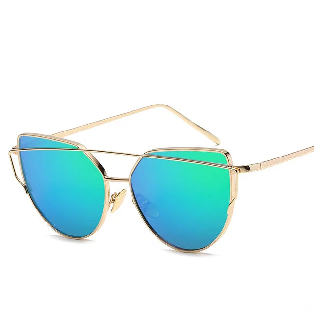 Cat Eye Rose Gold Mirror Women's Sunglasses - Vintage Style