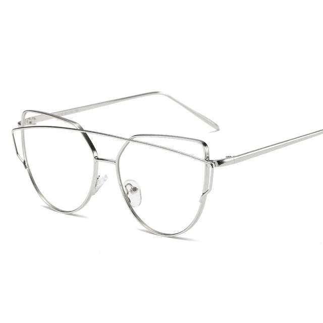 Cat Eye Rose Gold Mirror Women's Sunglasses - Vintage Style