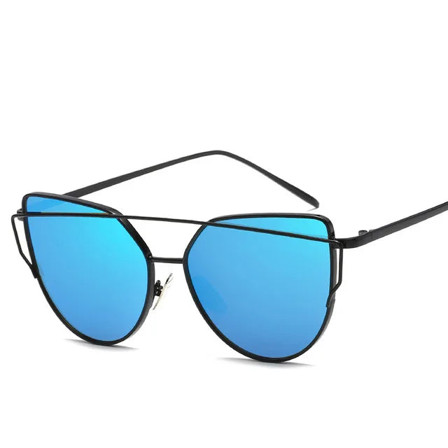 Cat Eye Rose Gold Mirror Women's Sunglasses - Vintage Style