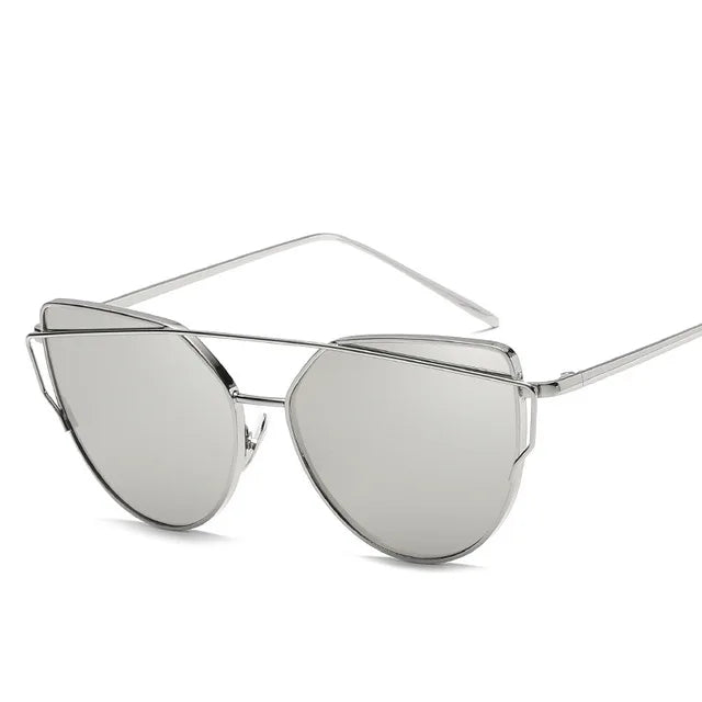 Cat Eye Rose Gold Mirror Women's Sunglasses - Vintage Style