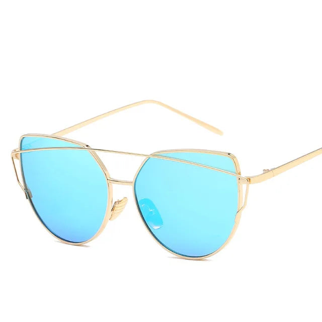 Cat Eye Rose Gold Mirror Women's Sunglasses - Vintage Style