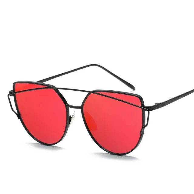 Cat Eye Rose Gold Mirror Women's Sunglasses - Vintage Style