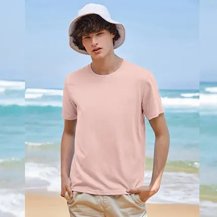 Men's Summer Cotton T-Shirts 2024 - O Neck Stretch Solid