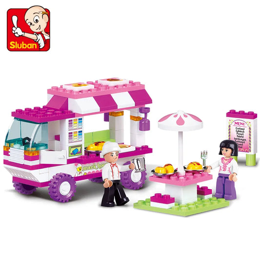 SLUBAN Girl Food Truck Building Blocks Toy Set
