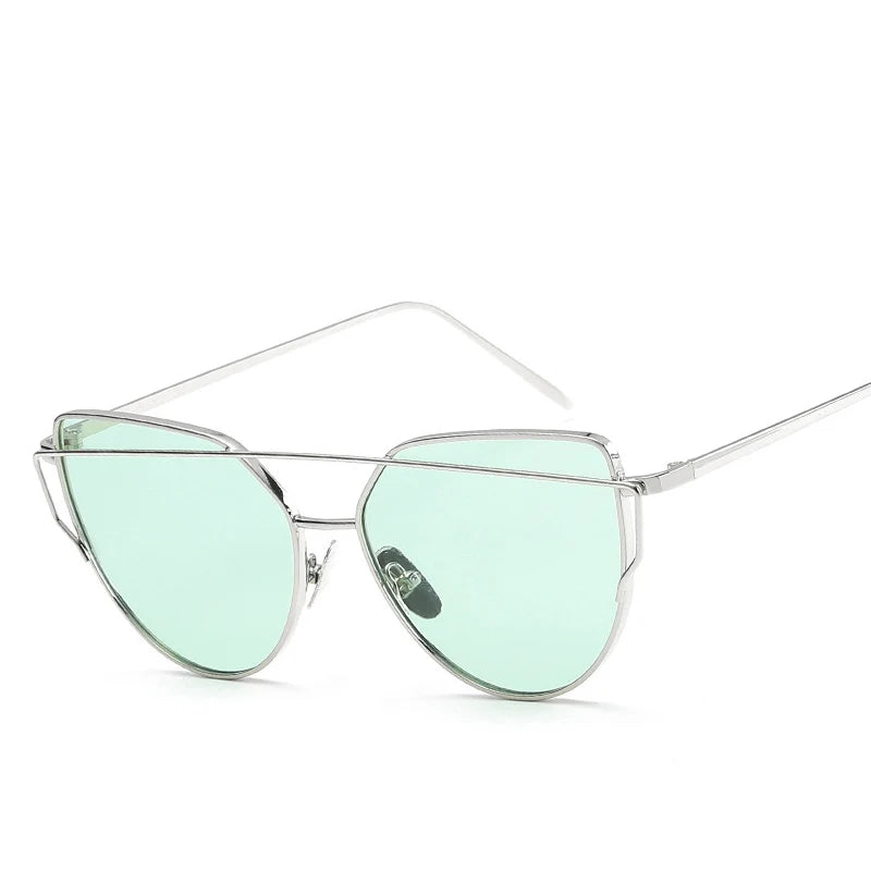 Cat Eye Rose Gold Mirror Women's Sunglasses - Vintage Style