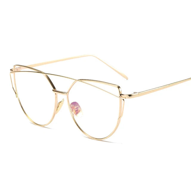 Cat Eye Rose Gold Mirror Women's Sunglasses - Vintage Style