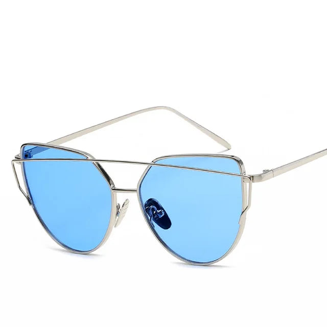 Cat Eye Rose Gold Mirror Women's Sunglasses - Vintage Style