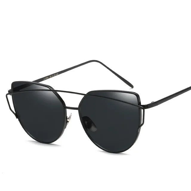 Cat Eye Rose Gold Mirror Women's Sunglasses - Vintage Style