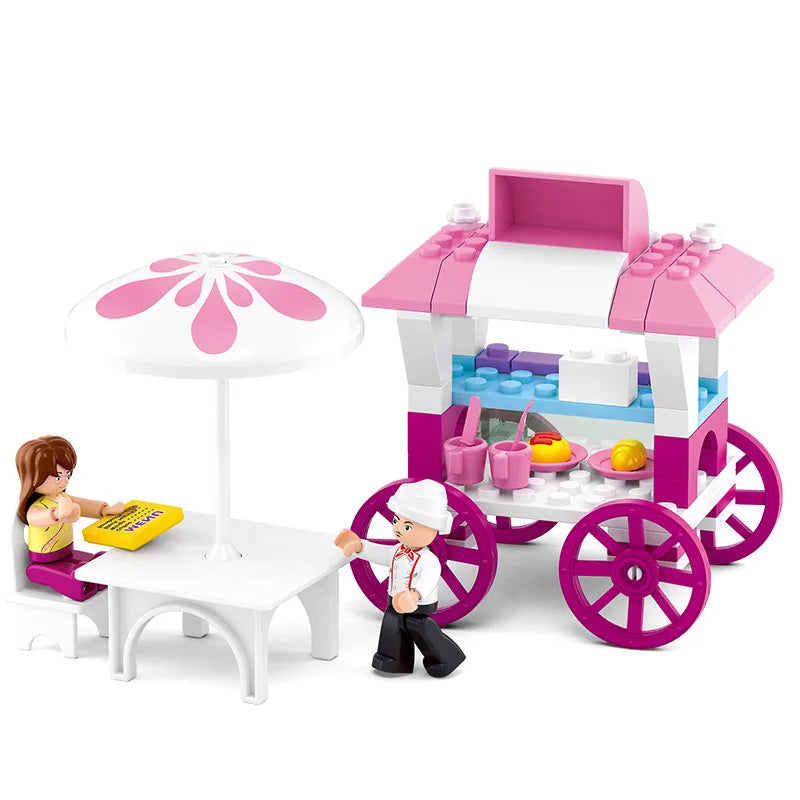 SLUBAN Girl Food Truck Building Blocks Toy Set