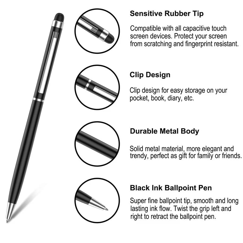 Mini Metal Stylus Pen: 2-in-1 Touch & Ballpoint for iPhone/iPad