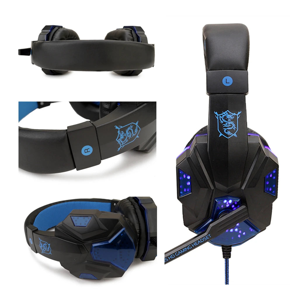 LED Light Gaming Headset - Wired, Noise-Cancelling, Mic