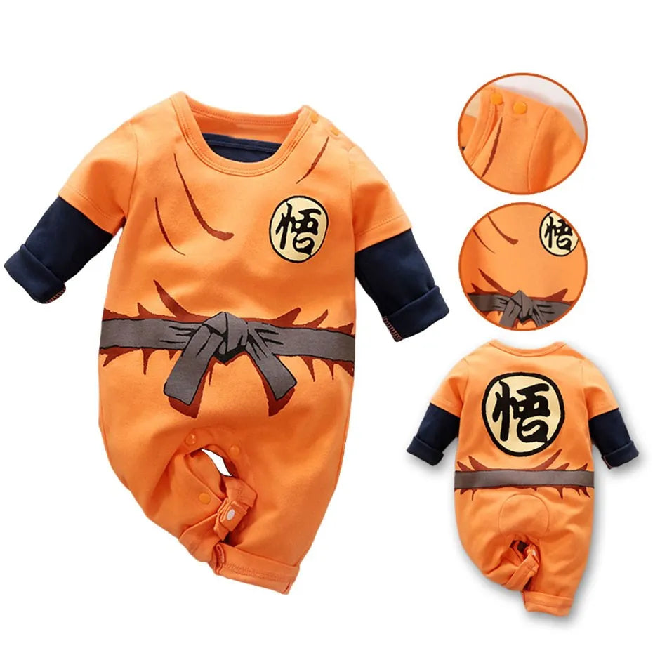 Baby Anime Rompers: Vegeta & Kuririn Cosplay Jumpsuit