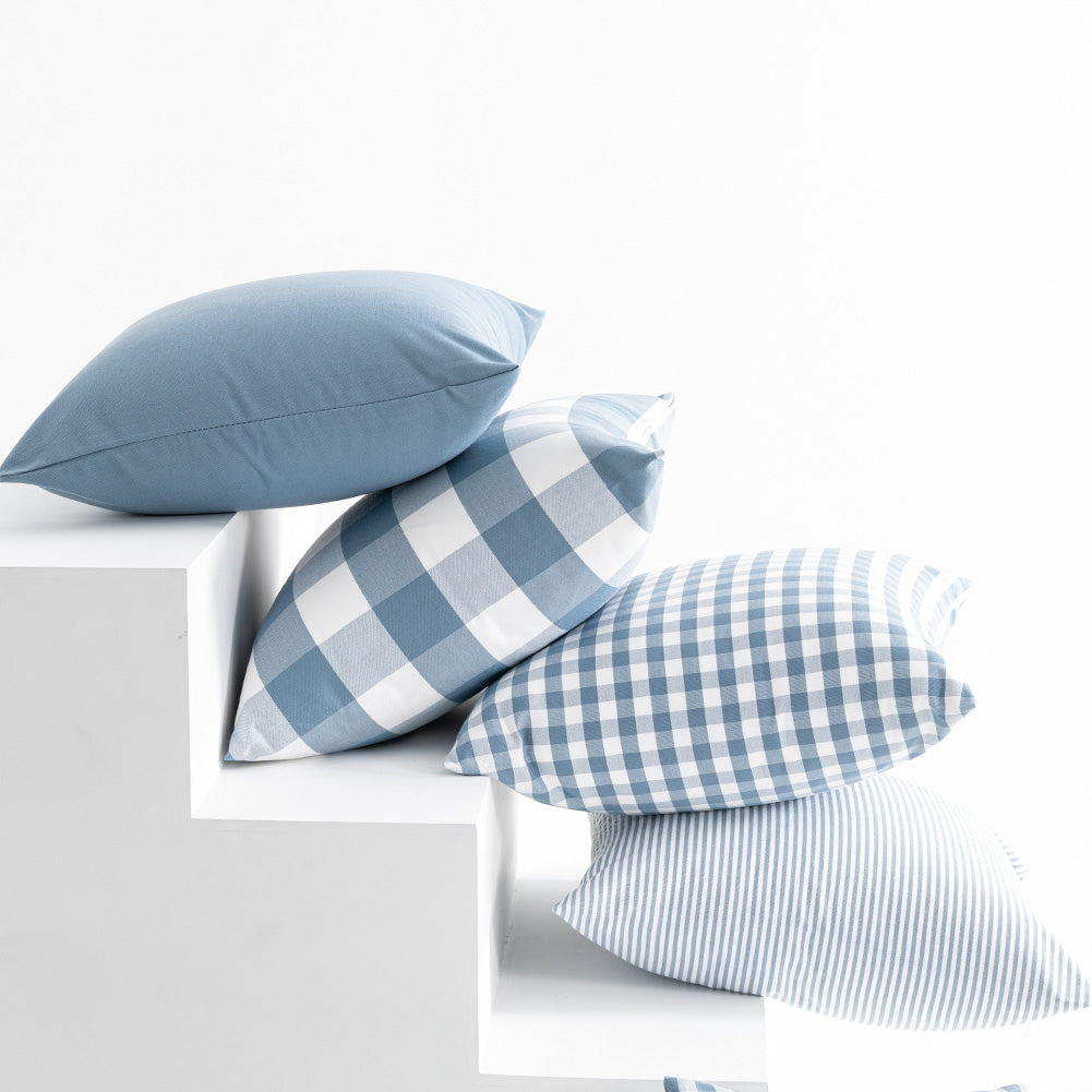 Light Blue Plaid Pillow Covers - Decorative Sofa Cushion 30x50cm
