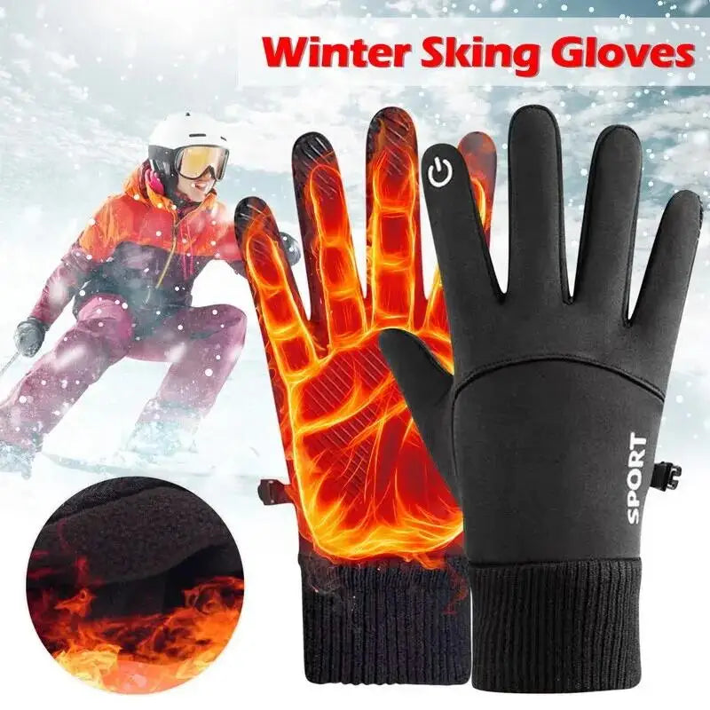 Black Waterproof Winter Cycling Touchscreen Gloves