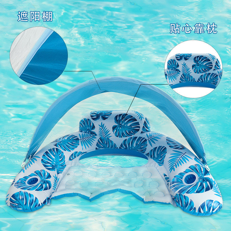 Water Hammock Sunshade Inflatable Lounge Chair for Adults