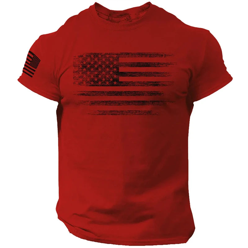 USA Flag 3D Print Gym T-Shirt - Men's Casual Sportswear