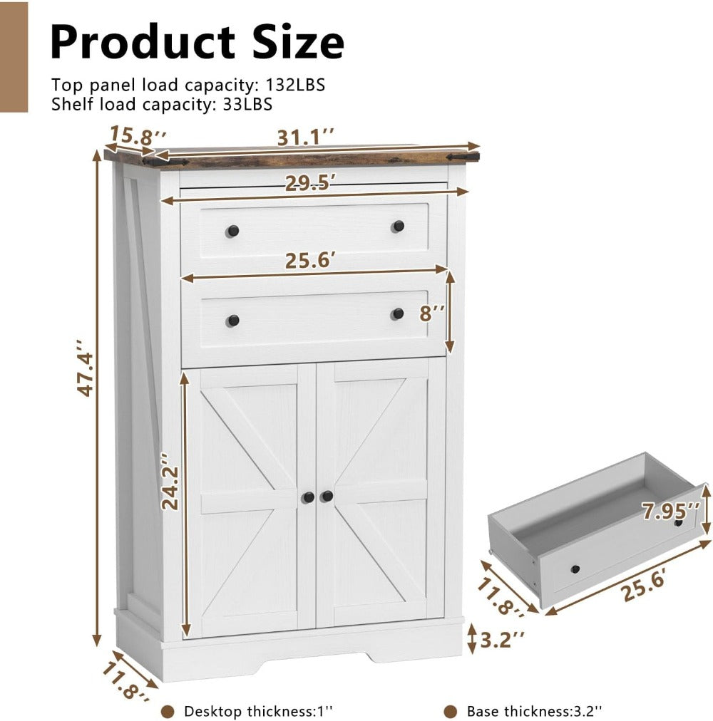 Farmhouse Dresser: Rustic Tall Chest with 2 Drawers