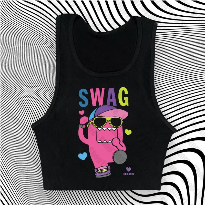 Goth Y2K Crop Tops: Punk Anime Print Grunge T-Shirts