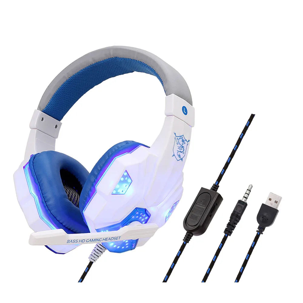 LED Light Gaming Headset - Wired, Noise-Cancelling, Mic