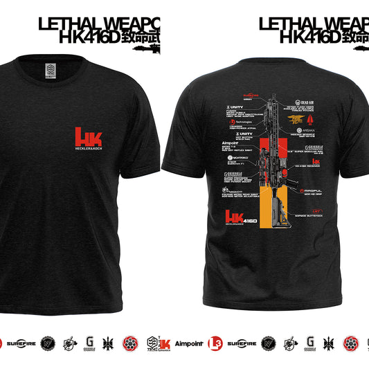 HK416D Tactical Army Fan T-Shirt 100% Cotton Crew Neck