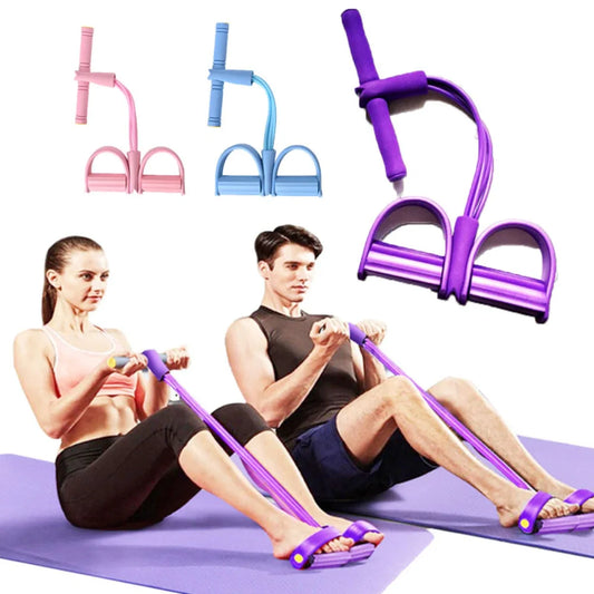 Resistance Bands 4 Tube Latex Pedal Exerciser for Fitness