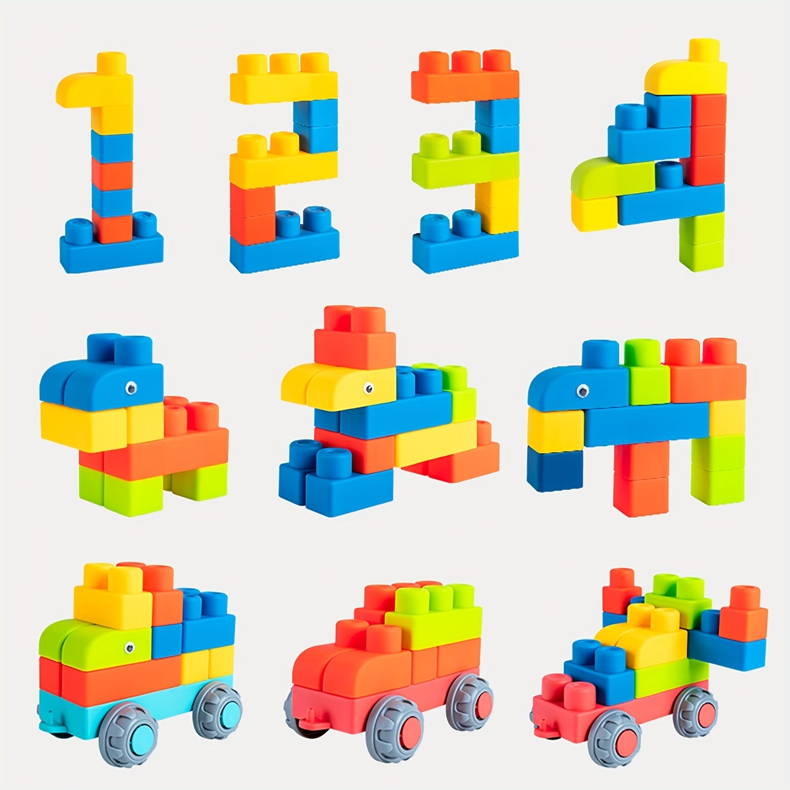 Large Soft Rubber Building Blocks for Kids - Chewable & Safe