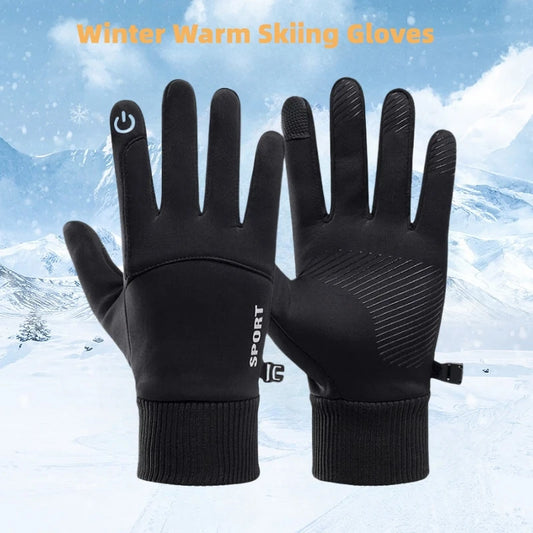 Black Waterproof Winter Cycling Touchscreen Gloves