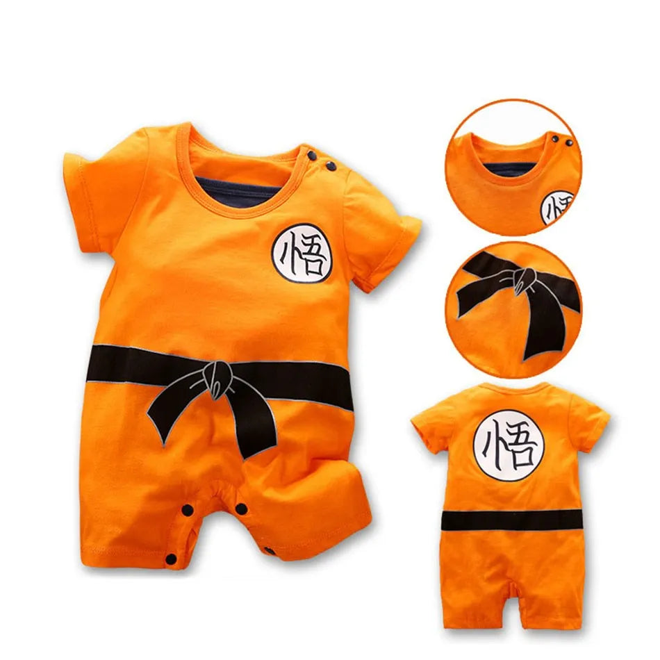 Baby Anime Rompers: Vegeta & Kuririn Cosplay Jumpsuit