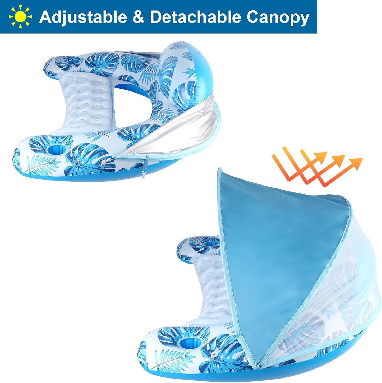 Water Hammock Sunshade Inflatable Lounge Chair for Adults