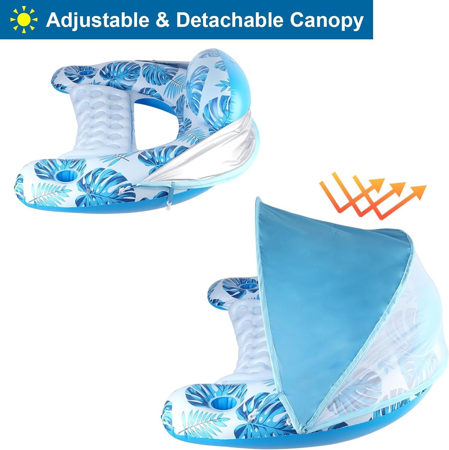 Water Hammock Sunshade Inflatable Lounge Chair for Adults
