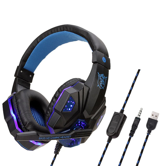 LED Light Gaming Headset - Wired, Noise-Cancelling, Mic