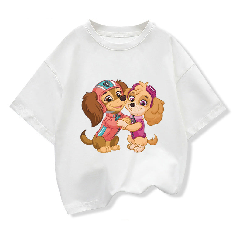 Paw Patrol Girls' Summer Cotton Tees - Fun Cartoon T-Shirts