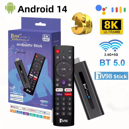 8K Android 14 TV Stick: HDR, WiFi 2.4/5G Streaming Box