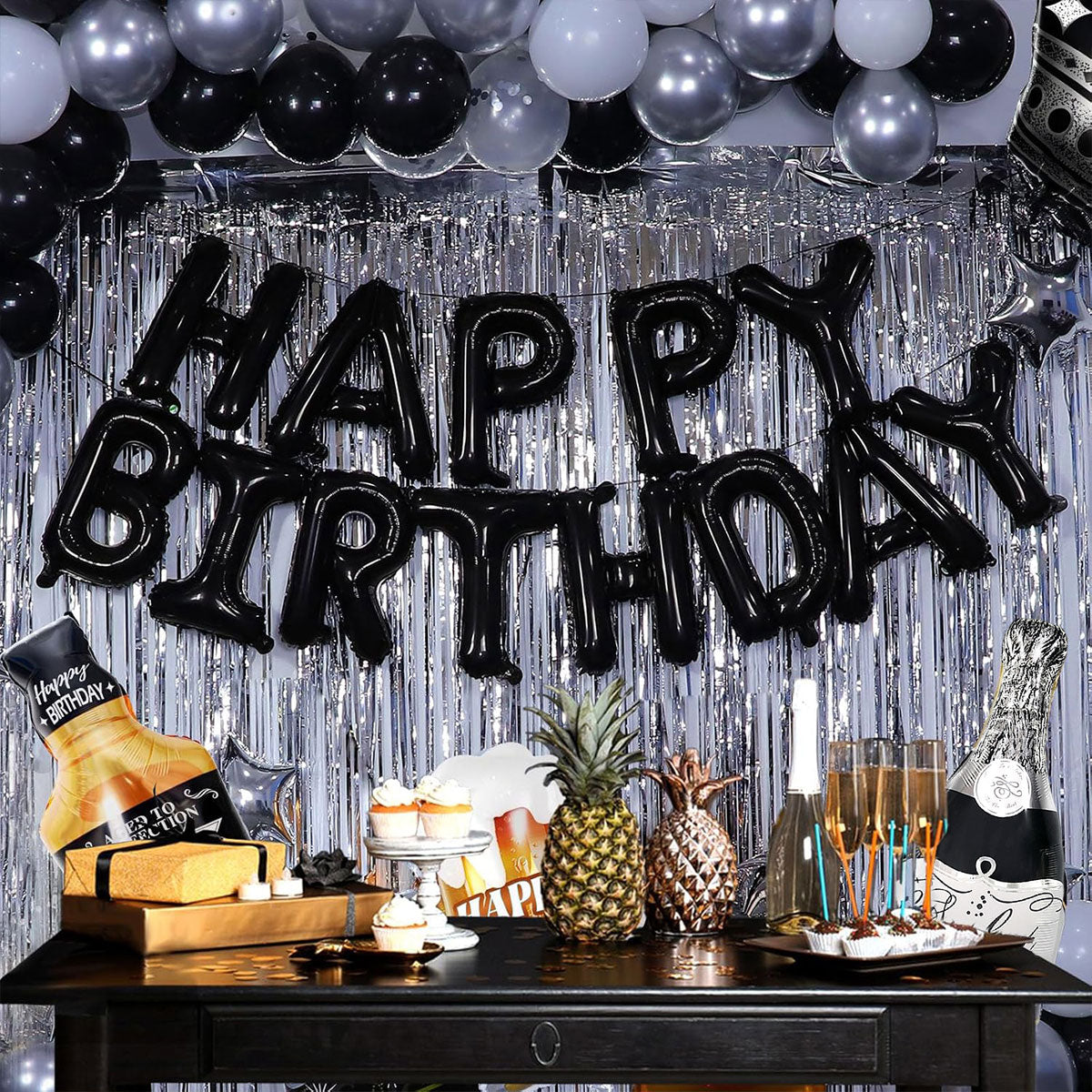 Black Birthday Balloons Kit - 73pcs for Milestone Celebrations