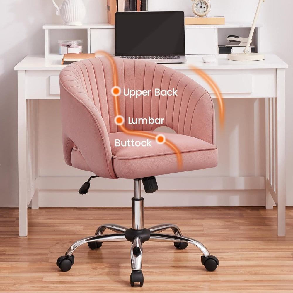 Pink Desk Chair - Cute Swivel Vanity Chair for Home Office